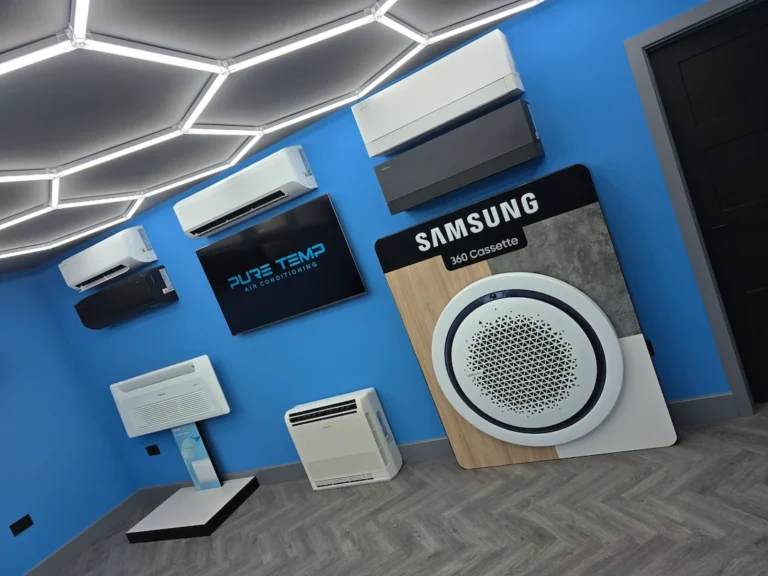 Air conditioning showroom display with Samsung cassette unit